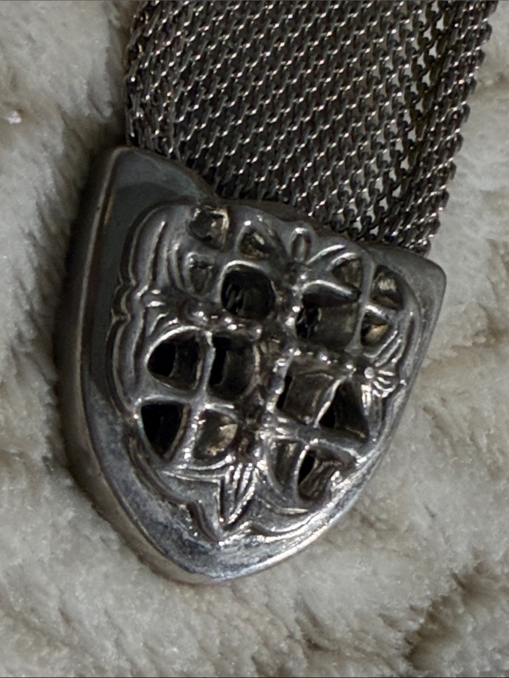 VTG UMECO French Metal Mesh Silver Women Belt w/Concho-Style Buckle 35” Long - Picture 3 of 6
